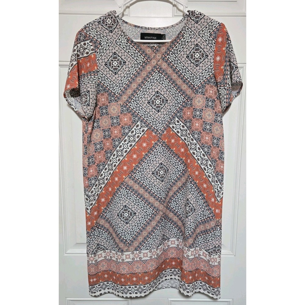 MINKPINK Shift Dress Womens Size Small Blue Orange‎ White